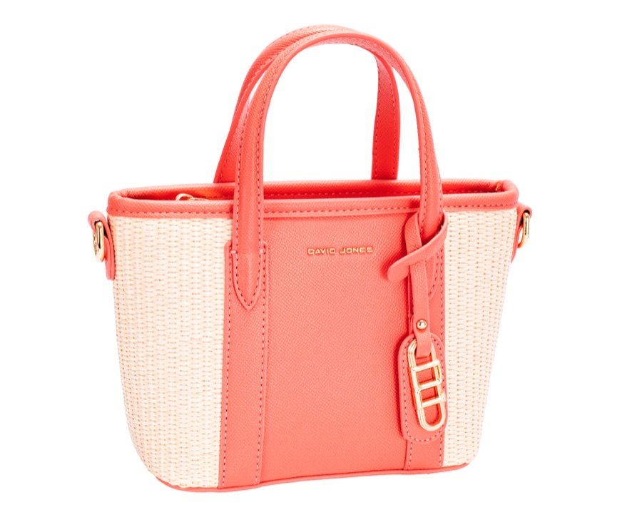 Sac à main tissé rose David Jones